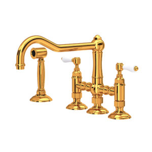 ROHL Acqui® Bridge Kitchen Faucet With Side Spray In Italian Brass