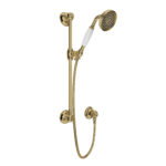 ROHL Handshower Set With 22" Slide Bar and Single-Function Handshower In Unlacquered Brass