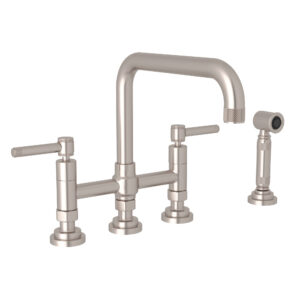 ROHL Campo™ Bridge Kitchen Faucet With Side Spray In Satin Nickel
