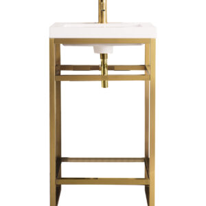 Boston 20″ Single Console Vanity, Radiant Gold w/ White Glossy Composite Stone Top