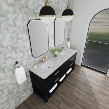 Lucian 72" Double Vanity, Carbon Oak w/ 3 CM Victorian Silver Quartz Top - Image 7