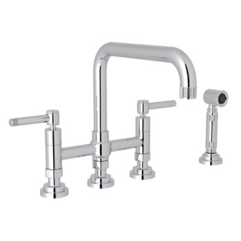 ROHL Campo™ Bridge Kitchen Faucet With Side Spray In Polished Chrome