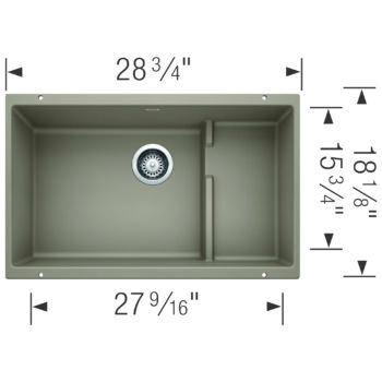 Blanco Precis Cascade SILGRANIT 29" Single Bowl Undermount Kitchen Sink with Colander - Truffle - Image 3