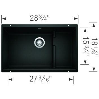 Blanco Precis Cascade SILGRANIT 29" Single Bowl Undermount Kitchen Sink with Colander - Coal Black - Image 5