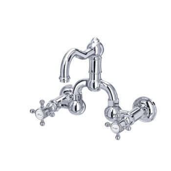 ROHL Acqui® Wall Mount Bridge Lavatory Faucet With Column Spout In Polished Chrome