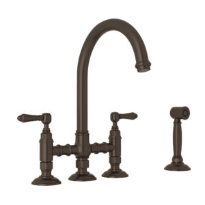 ROHL San Julio® Bridge Kitchen Faucet With Side Spray In Tuscan Brass