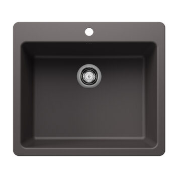 Blanco Liven SILGRANIT 25" Single Bowl Dual Mount Kitchen Sink - Cinder