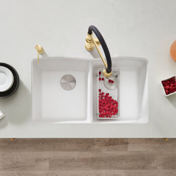 Blanco Diamond SILGRANIT 32" 50/50 Double Bowl Undermount Kitchen Sink - White - Image 5