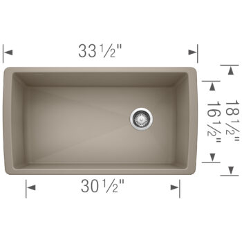 Blanco Diamond SILGRANIT 33" Super Single Undermount Kitchen Sink - Truffle - Image 3