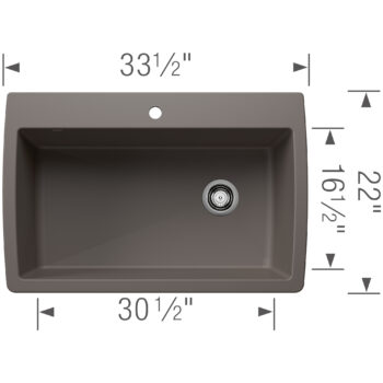 Blanco Diamond SILGRANIT 33.5" Super Single Dual Mount Kitchen Sink - Volcano Gray - Image 3