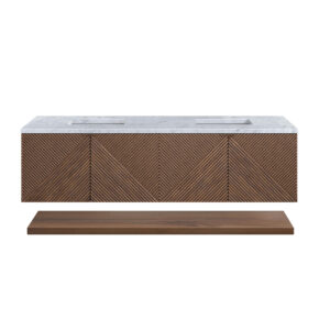 Marcello 48" Single Vanity, Chestnut w/ 3 CM Victorian Silver Silestone Top