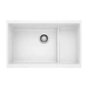 Blanco Precis Cascade SILGRANIT 29″ Single Bowl Undermount Kitchen Sink with Colander – White