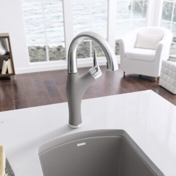 Blanco Artona Pull-Down Dual-Spray Bar Faucet 1.5 GPM - PVD Steel/Truffle - Image 2