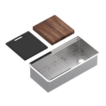 ROHL Culinario™ 36" Stainless Steel Chef/Workstation Sink With Accessories In Brushed Stainless Steel