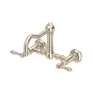 ROHL Acqui® Wall Mount Bridge Kitchen Faucet With Column Spout In Satin Nickel
