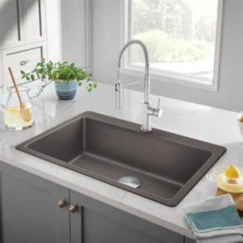 Blanco Liven SILGRANIT 33" Super Single Dual Mount Kitchen Sink - Volcano Gray - Image 2