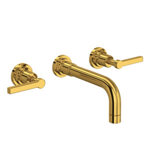 ROHL Lombardia® Wall Mount Lavatory Faucet Trim In Unlacquered Brass
