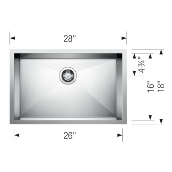 Blanco Quatrus R0 28" Single Bowl Undermount Stainless Steel Kitchen Sink - Image 3
