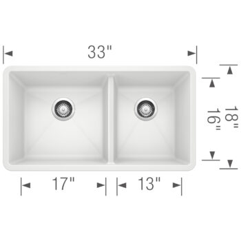 Blanco Precis SILGRANIT 33" 60/40 Double Bowl Undermount Kitchen Sink - White - Image 3