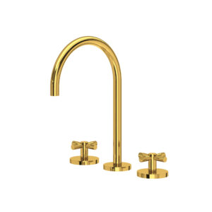 ROHL Amahle™ Widespread Lavatory Faucet With C-Spout In Unlacquered Brass