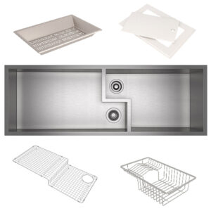 ROHL Culinario™ 50″ Stainless Steel Chef/Workstation Sink With Accessories In Brushed Stainless Steel