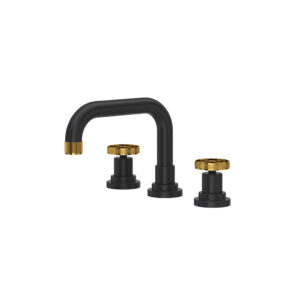 ROHL Campo™ Widespread Lavatory Faucet With U-Spout In Matte Black/Unlacqrd Brass