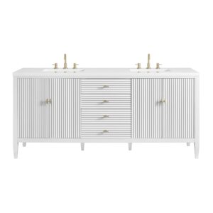 Myrrin 72″ Double Vanity, Bright White w/ 3 CM White Zeus Quartz Top