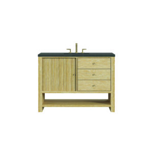 Marigot Single 48″ Single Vanity, Sunwashed Oak w/ 3 CM Charcoal Soapstone Quartz Top