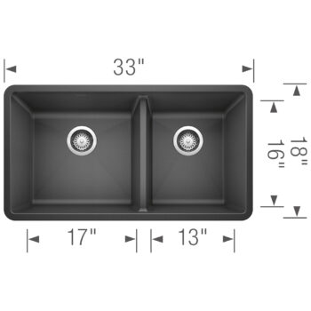 Blanco Precis SILGRANIT 33" 60/40 Double Bowl Undermount Kitchen Sink - Anthracite - Image 3