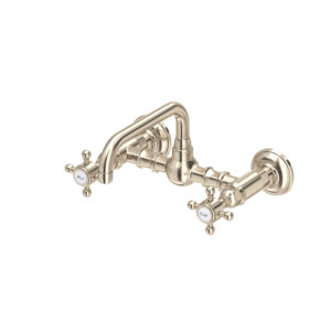 ROHL Acqui® Wall Mount Bridge Lavatory Faucet With U-Spout In Satin Nickel