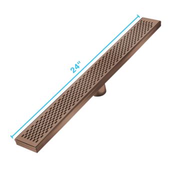 QM Delmar Series. 24" Standard length Plain Edge linear drain.  Delta Line. Bronze