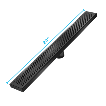 QM Delmar Series. 24" Standard length Plain Edge linear drain. Lotus Line. Black