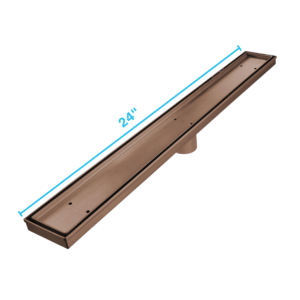 QM Delmar Series. 24″ Standard length Plain Edge linear drain. Mist (Tile-in) Line. Bronze