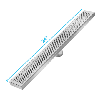 QM Delmar Series. 24" Standard length Plain Edge linear drain. Delta Line. Polished