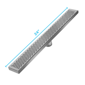 QM Delmar Series. 24″ Standard length Plain Edge linear drain. Delta Line. Satin