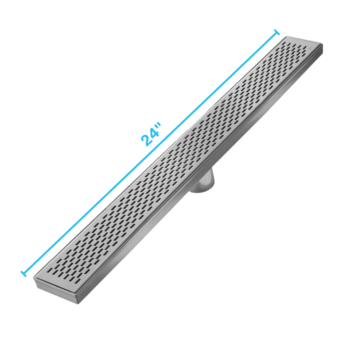 QM Delmar Series. 24" Standard length Plain Edge linear drain. Delta Line. Satin
