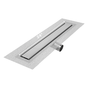 QM Delmar Series. 24″ Standard length Side Outlet linear drain. Mist (Tile-in) Line. Frameless