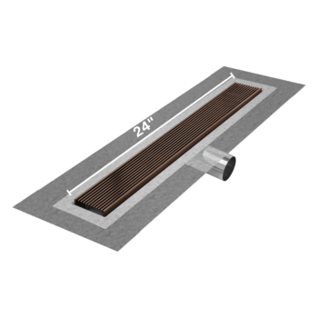 QM Delmar Series. 24" Standard length Side Outlet linear drain.  Wedgewire Line. Bronze