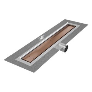 QM Delmar Series. 28″ Standard length Side Outlet linear drain. Mist (Tile-in) Line. Bronze