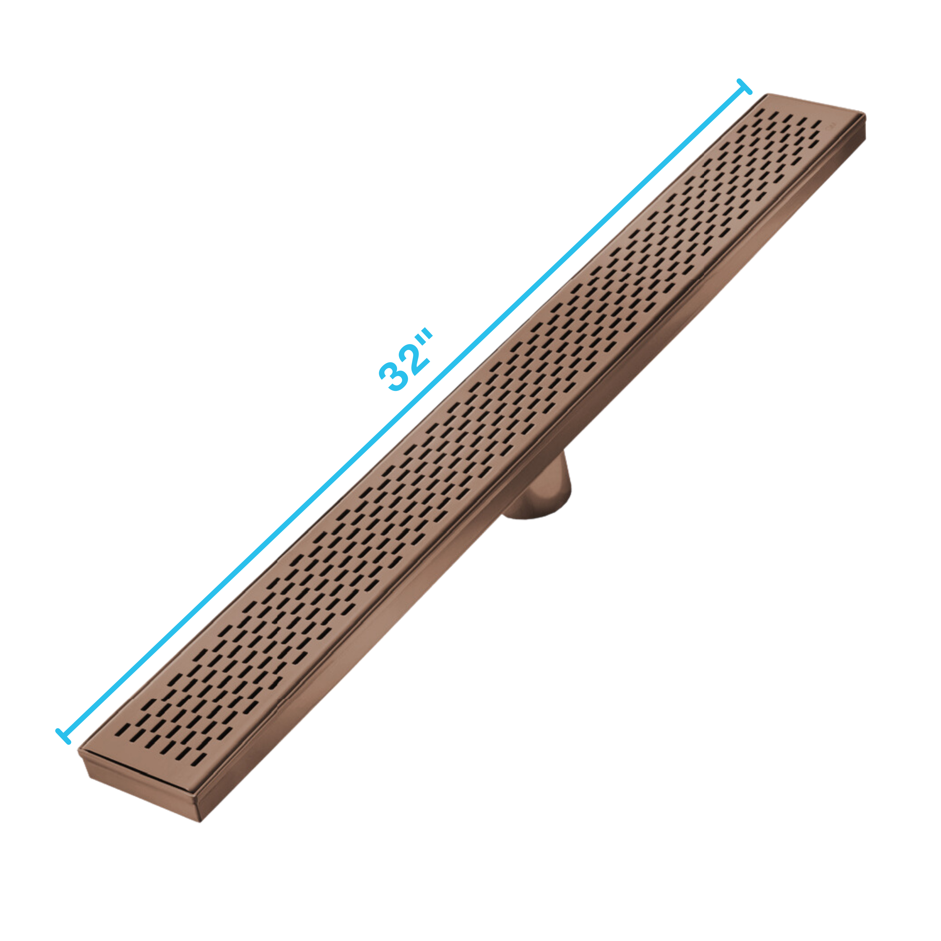 QM Delmar Series. 32" Standard length Plain Edge linear drain.  Delta Line. Bronze