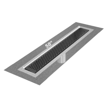 QM Delmar Series. 58" Standard length Flange Edge linear drain.  Delta Line. Black