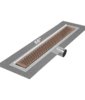 QM Delmar Series. 58″ Standard length Side Outlet linear drain.  Delta Line. Bronze