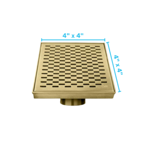 QM Delmar Series. Delta Line. 4″ Square Drain. Gold Finish
