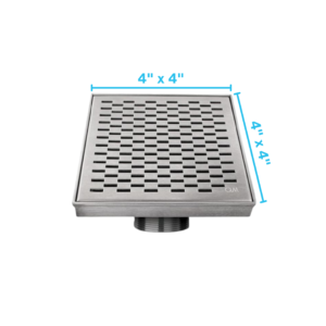 QM Delmar Series. Delta Line. 4″ Square Drain. Satin fin.