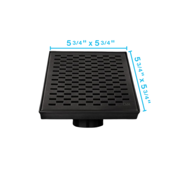 QM Delmar Series. Delta Line. 5 3/4" Square Drain. Black Finish