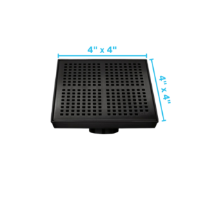QM Delmar Series. Kai Line. 4″ Square Drain. Black Finish