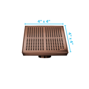 QM Delmar Series. Kai Line. 4″ Square Drain. Bronze Finish