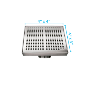 QM Delmar Series. Kai Line. 4″ Square Drain. Polished Finish