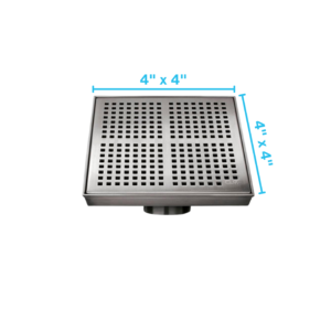 QM Delmar Series. Kai Line. 4″ Square Drain. Satin fin.