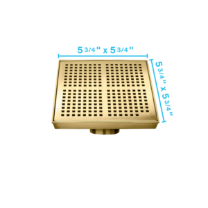 QM Delmar Series. Kai Line. 5 3/4″ Square Drain. Gold Finish